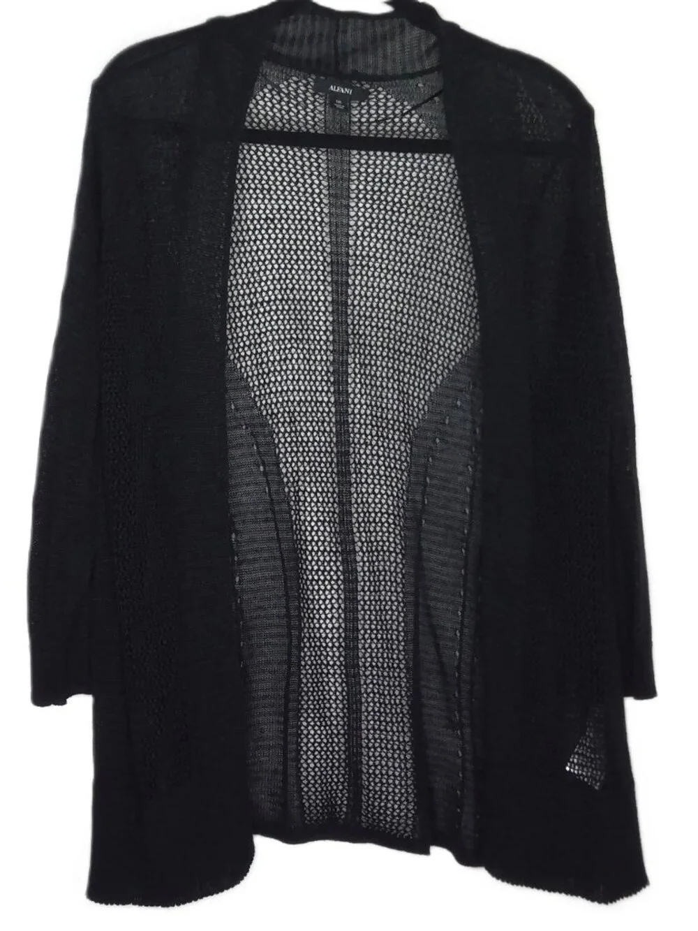 Alfani Black Cardigan Open Front Mixed Media Lacey Dark Fairy Whimsigoth Sz XXL